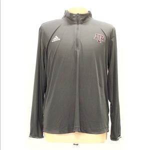 Adidas Texas A&M Aggies 1/4 Zip L/S Knit Pullover Grey Mens Sz 2XL NWT